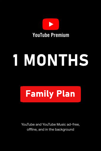 YouTube Premium Family Plan Member – 1 Month Access