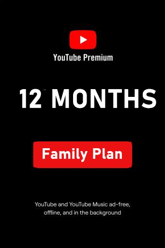 Youtube Premium Family Plan Member for 12 Months - Youtube